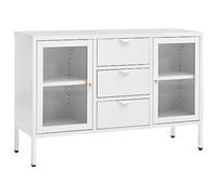 vidaXL Credenza Bianca 105x35x70 cm in Acciaio e Vetro Temperato