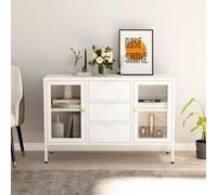 vidaXL Credenza Bianca 105x35x70 cm in Acciaio e Vetro Temperato