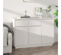 vidaXL Credenza Bianca 110x34x75 cm in Legno Massello di Pino