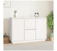 vidaXL Credenza Bianca 111x34x75 cm in Legno Massello di Pino