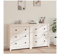 vidaXL Credenza Bianca 140x35x80 cm in Legno Massello di Pino