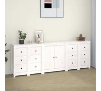 vidaXL Credenza Bianca 230x35x80 cm in Legno Massello di Pino