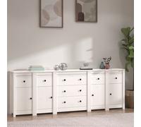vidaXL Credenza Bianca 230x35x80 cm in Legno Massello di Pino