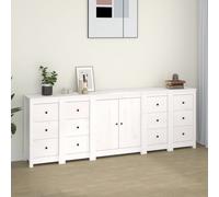 vidaXL Credenza Bianca 230x35x80 cm in Legno Massello di Pino