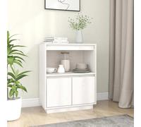 vidaXL Credenza Bianca 60x34x75 cm in Legno Massello di Pino