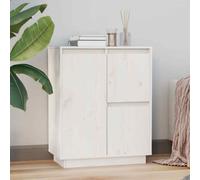 vidaXL Credenza Bianca 60x34x75 cm in Legno Massello di Pino