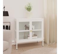 vidaXL Credenza Bianca 70x35x70 cm in Acciaio e Vetro
