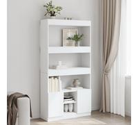 vidaXL Credenza Bianca 92x33x180 cm in Legno Multistrato, libreria, libreria portaoggetti, libreria con Ante, libreria Moderna, Mobile portaoggetti