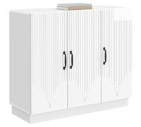 vidaXL Credenza bianca lucida, 89 x 34,5 x 77 cm, in legno di ingegneria, per buffet e console moderne per il soggiorno, design pratico, mobili che strappano, arredamento per interni