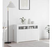 vidaXL Moderna credenza bianca con illuminazione a LED | Truciolare a 3 ante 8 scomparti ideali per soggiorno e sala da pranzo, design moderno, mobili per la casa.