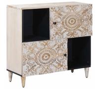 vidaXL Credenza Bianco 80 x 33,5 x 75 cm Legno di mango massello