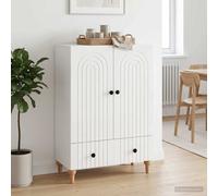 vidaXL Credenza Bianco Lucido 66 x 34,5 x 95 cm Legno ingegnerizzato, Mobile contemporaneo, unità di stoccaggio rettangolare, grande sala, armadietto versatile da organizzare