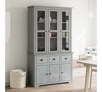 vidaXL Credenza BODO 115,5x43x200,5 cm Legno Massello di Pino Grigio