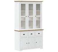 vidaXL Credenza BODO in legno di pino massiccio 115,5 x 43 x 200,5 cm, colore bianco e marrone