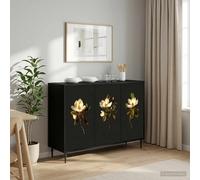 vidaXL Credenza BREMEN Rovere Nero 102 x 33 x 76 cm, Mobile per soggiorno e sala da pranzo, sideboard rettangolare, arredamento moderno, soluzione ampia per casa