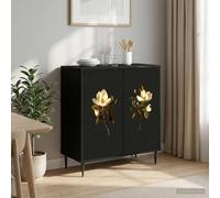 vidaXL Credenza BREMEN Rovere Nero 69 x 33 x 76 cm, Mobile laterale rettangolare moderno, soluzione di stoccaggio elegante per soggiorno e sala da pranzo