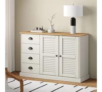 vidaXL Credenza Cassetti VIGO 113x40x75 cm Legno Massello Pino Bianco