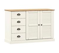 vidaXL Credenza Cassetti VIGO 113x40x75 cm Legno Massello Pino Bianco