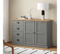 vidaXL Credenza Cassetti VIGO 113x40x75 cm Legno Massello Pino Grigio