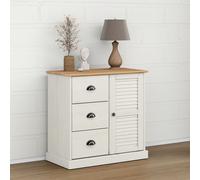 vidaXL Credenza Cassetti VIGO Bianco 78x40x75 cm Legno Massello Pino