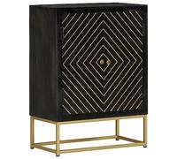 vidaXL Credenza con 2 Ante Nero e Oro 55x30x75 cm Legno Massello Mango