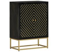 vidaXL Credenza con 2 Ante Nero e Oro 55x30x75 cm Legno Massello Mango