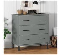 VIDAXL - Credenza Con 3 Cassetti Grigio 77x40x79,5cm Legno Massello Oslo