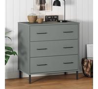 VIDAXL - Credenza Con 3 Cassetti Grigio 77x40x79,5cm Legno Massello Oslo