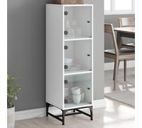 vidaXL Credenza con Ante in Vetro Bianca 35x37x120 cm
