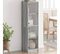 vidaXL Credenza con Ante in Vetro Grigio Sonoma 35x37x142 cm