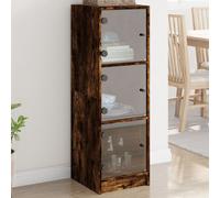 vidaXL Credenza con Ante in Vetro Rovere Fumo 35x37x109 cm