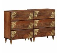 vidaXL Credenza con cassetto 2 pcs marrone ambrato 60 x 33.5 x 75 cm