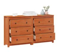vidaXL Credenza con cassetto 2 pcs Marrone Cera 140 x 35 x 80 cm, Mobile da pranzo, elegante sideboard, unità espositiva funzionale, versatile in legno di pino, mensole alla moda