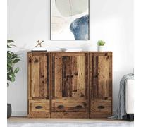 vidaXL Credenza con cassetto 3 pcs Legno vecchio Legno multistrato