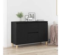 vidaXL Credenza Moderna in Rovere Nero Soggiorno, in Legno ingegnerizzato con Gambe in eucalipto, Bella unità Buffet con Tanto Spazio 101 x 35 60 cm per Uso Interno, Facile da Montare