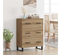 vidaXL Credenza in rovere Artisan, 69,5 x 34 x 90 cm, legno composito e ferro, credenza rustica, contenitore rettangolare per sala da pranzo, molto spazio, soluzioni in legno per la casa