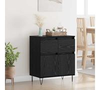 vidaXL Credenza con cassetti, colore nero, effetto quercia, 60 x 35 x 70 cm, moderna credenza per soggiorno rettangolare, versatile soluzione per il pranzo, design durevole