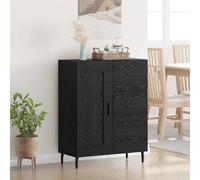vidaXL Credenza con cassetti, colore nero, effetto rovere, 69,5 x 34 x 90 cm, elegante armadietto rettangolare, conservazione moderna, mobili robusti, pratico organizer per la casa