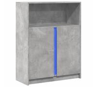vidaXL Credenza con LED Grigio Cemento 77x34x100 cm Legno Multistrato, credenza con luci LED, credenza con Ante, Mobile da Soggiorno, credenza con LED