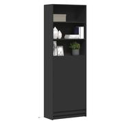 vidaXL Credenza con LED Nera 69x32,5x200 cm in Truciolato, credenza con luci LED, credenza portaoggetti, armadietto, credenza in Legno, credenza Alta