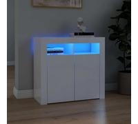 vidaXL Credenza con Luci a LED Bianco Lucido 80x35x75 cm