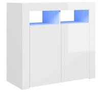 vidaXL Credenza con Luci a LED Bianco Lucido 80x35x75 cm