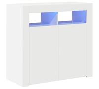 vidaXL Credenza con Luci a LED Bianco Lucido 80x35x75 cm