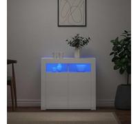vidaXL Credenza con Luci a LED Bianco Lucido 80x35x75 cm