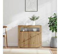 vidaXL Credenza con Luci LED Artigianale 80x35x75 cm in Truciolato, armadietto, armadietto con LED, Mobile portaoggetti, armadietti, mobiletto