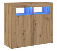 vidaXL Credenza con Luci LED Artigianale 80x35x75 cm in Truciolato, armadietto, armadietto con LED, Mobile portaoggetti, armadietti, mobiletto