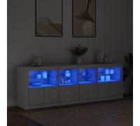 vidaXL Credenza con Luci LED Bianca 202x37x67 cm
