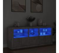 vidaXL Credenza con Luci LED Grigio Cemento 162x37x67 cm