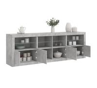 vidaXL Credenza con Luci LED Grigio Cemento 202x37x67 cm