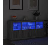 vidaXL Credenza con Luci LED Grigio Sonoma 142,5x37x67 cm